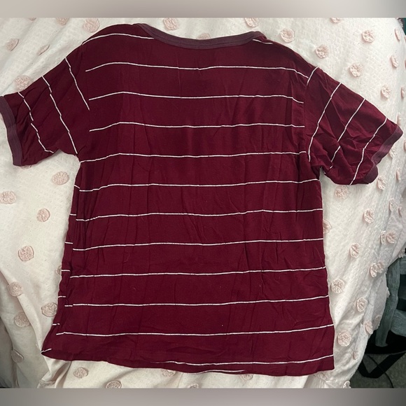 Brandy Melville John Galt Maroon and White Striped Top - Picture 2 of 2